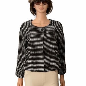 NWOT Loft cotton black white pattern blazer